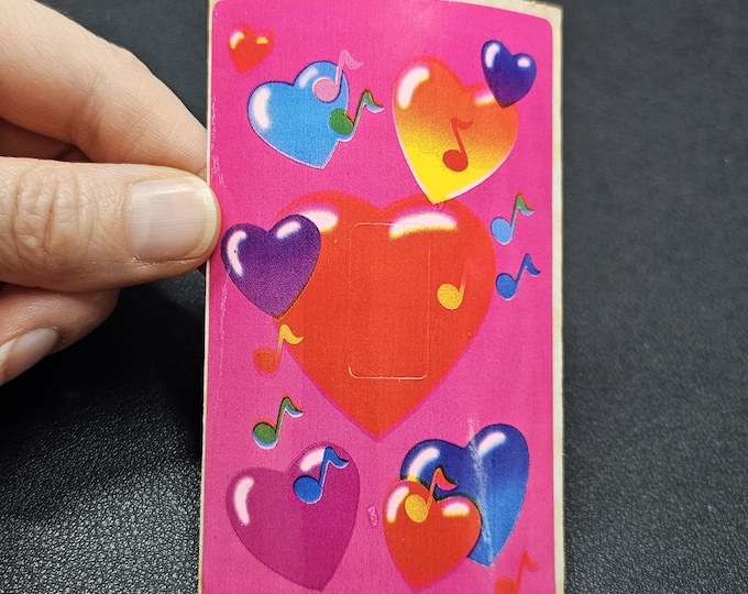 Vintage 80's Lisa Frank Musical Hearts Light Switch Plate Sticker Mod
