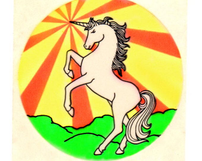 Vintage 80's SmileMakers Glossy Neon Unicorn Sticker