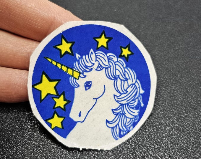 Vintage 80's Transparent Russ Berrie Unicorn Sticker Mod