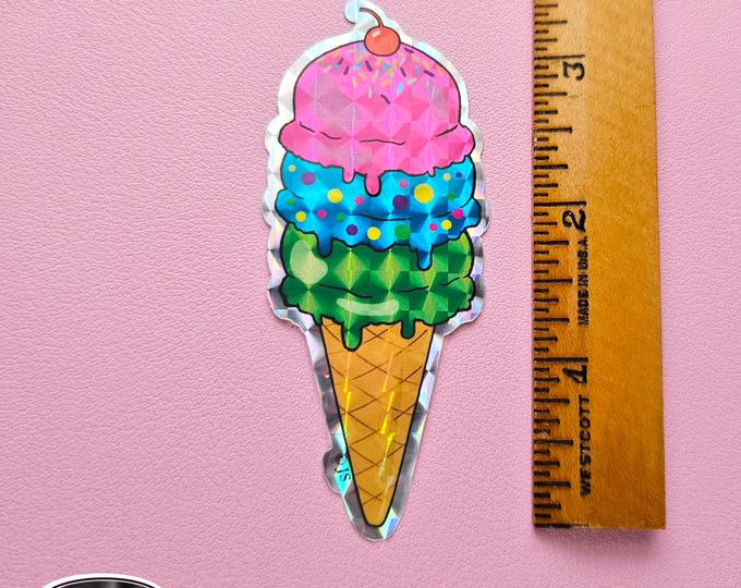 Prism Colorful Ice Cream Cone Die Cut Sticker - Overstock Sticker