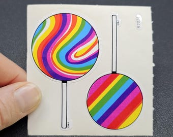 Vintage 80's Decal Specialties BJ Vinyl Rainbow Lollipop Sticker Mod