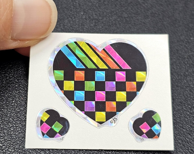 Prism Colorful Checkerboard Hearts Small Sticker Mod