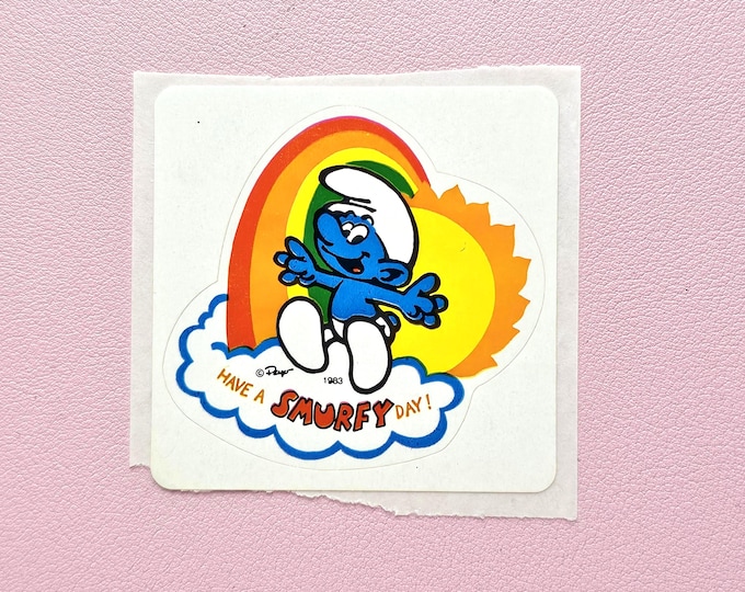 Vintage 80's Rainbow Smurfs Sticker Mod