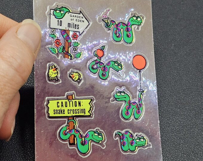 NEON Vintage 80's Mylar Foil Decal Specialties BJ Snakes Vending Sticker Sheet