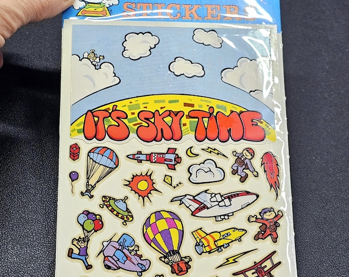 Vintage 80's Clear See-Thru Decal Specialties BJ Sky Time Sticker Pack
