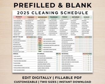 EDITABLE Cleaning Planner, Cleaning Checklist, Schedule, ADHD Cleaning Planner, Household Chores Chart, Digital Download PDF, Colorful