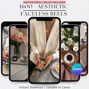 1600 Faceless Reels | Instagram Video Reels | Aesthetic Instagram Reels | Social Media Templates | Canva Template | Aesthetic Faceless Reels