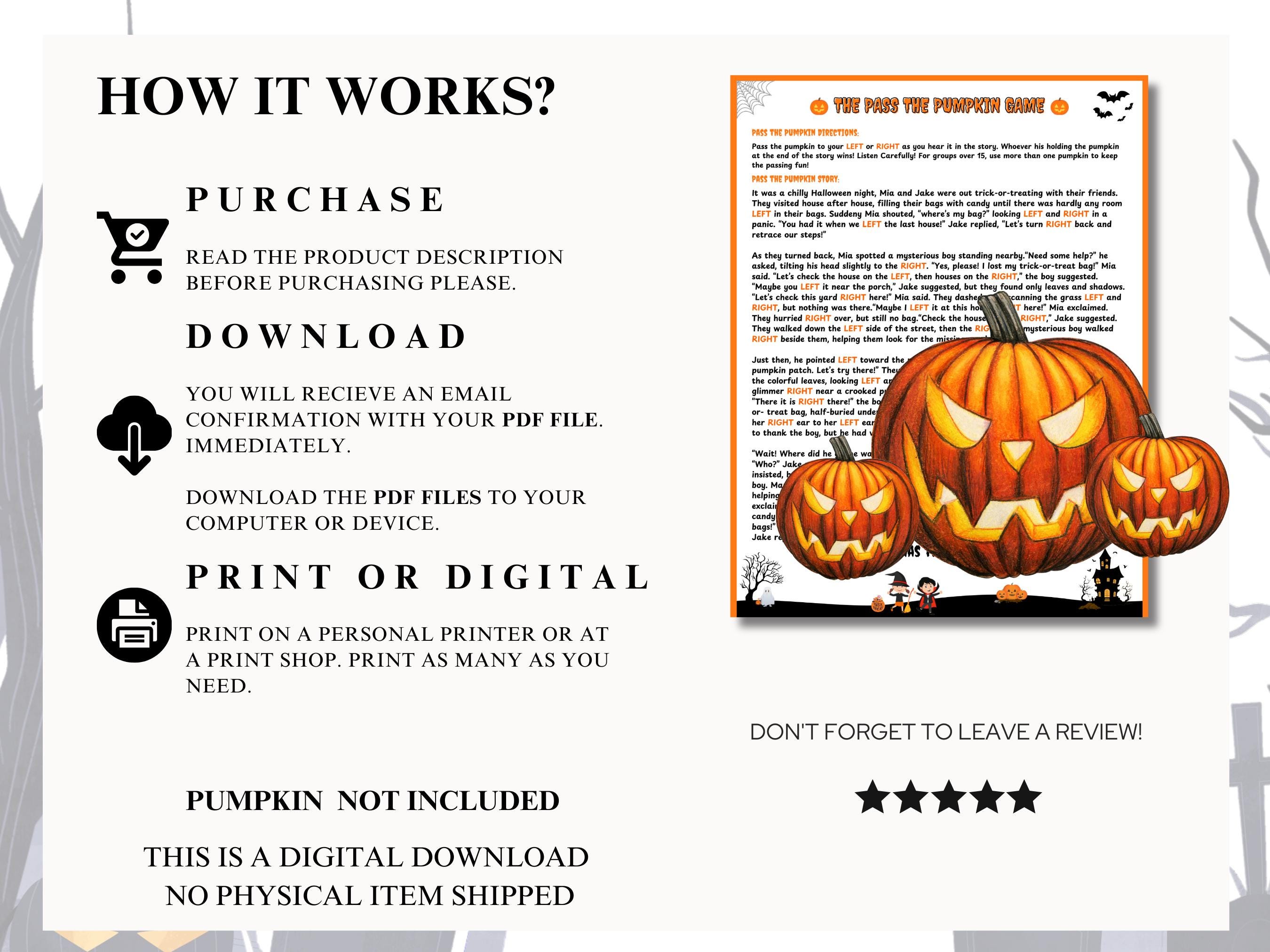 Pass the Pumpkin Game Printable, Halloween Party Activity for Kids ...