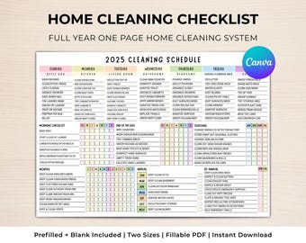Cleaning Schedule Printable: Editable Canva Template (Digital Download PDF)