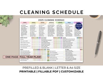 EDITABLE Cleaning Planner, Cleaning Checklist, Schedule, ADHD Cleaning Planner, Household Chores Chart, Digital Download PDF, Colorful