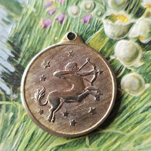 Vintage Pendant Zodiac Medal Zodiac Sign Sagittarius