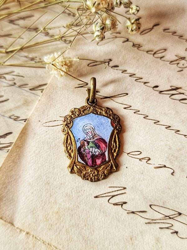 Pendentif Médaille Ancien Rare - Noël Étoile Jésus En Argent Massif - Signé Mellerio - Bijou Vintage