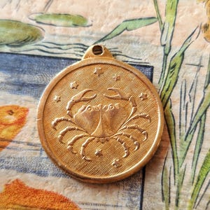 Vintage Pendant Zodiac Medal Zodiac Sign Cancer