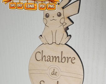 Panneau chambre enfant personnalisé Pokémon – Fichier SVG gravure bois – Prénom – Décoration chambre bébé – SVG LightBurn PDF