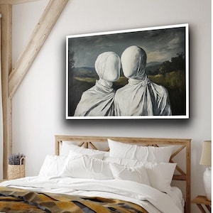 Rene Magritte The Lovers Leinwand, Reproduktion Poster, The Lovers Leinwand Wanddekor, Valentinstag Geschenk Kunst Leinwand, gerahmt Leinwand Dekor