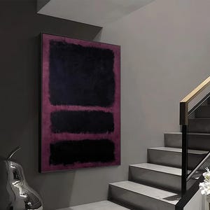 Mark Rothko Style Abstract Canvas Art, Deep Purple and Black Minimalist Wall Art, Modern Expressionist Wall Decor, Ready to Hang, Canvas Art