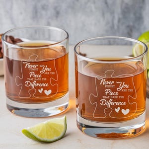 Never Forget You Are The Piece That Made The Difference Whiskey Glass – Engraved Bourbon , Meaningful Retirement Gift, Appreciation Gift