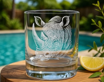 Ngwenya African Handmade Clear Glass Rhino Safari Wild Animal