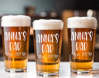 Personalized New Dad Beer Glass – First Father’s Day Gift for Dad – Daddy Pint Glass 16oz – Dad Gift – First Time Dad Beer Glass
