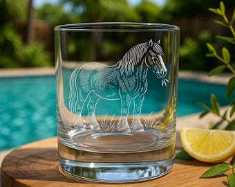 Shire Horse Glass | Personalized Etched Draft Horse Whiskey, Wine & Beer Glassware | Rustic Farm Gift | Equestrian Bar Decor