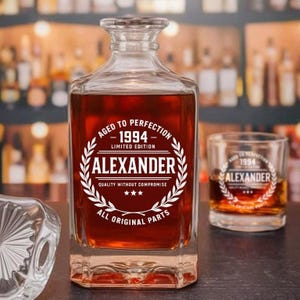 Birthday Gift for Men Decanter Set – Father’s Day Whiskey Gift – Custom Whiskey Decanter & Glasses – Gift for Dad, Husband, Grandpa
