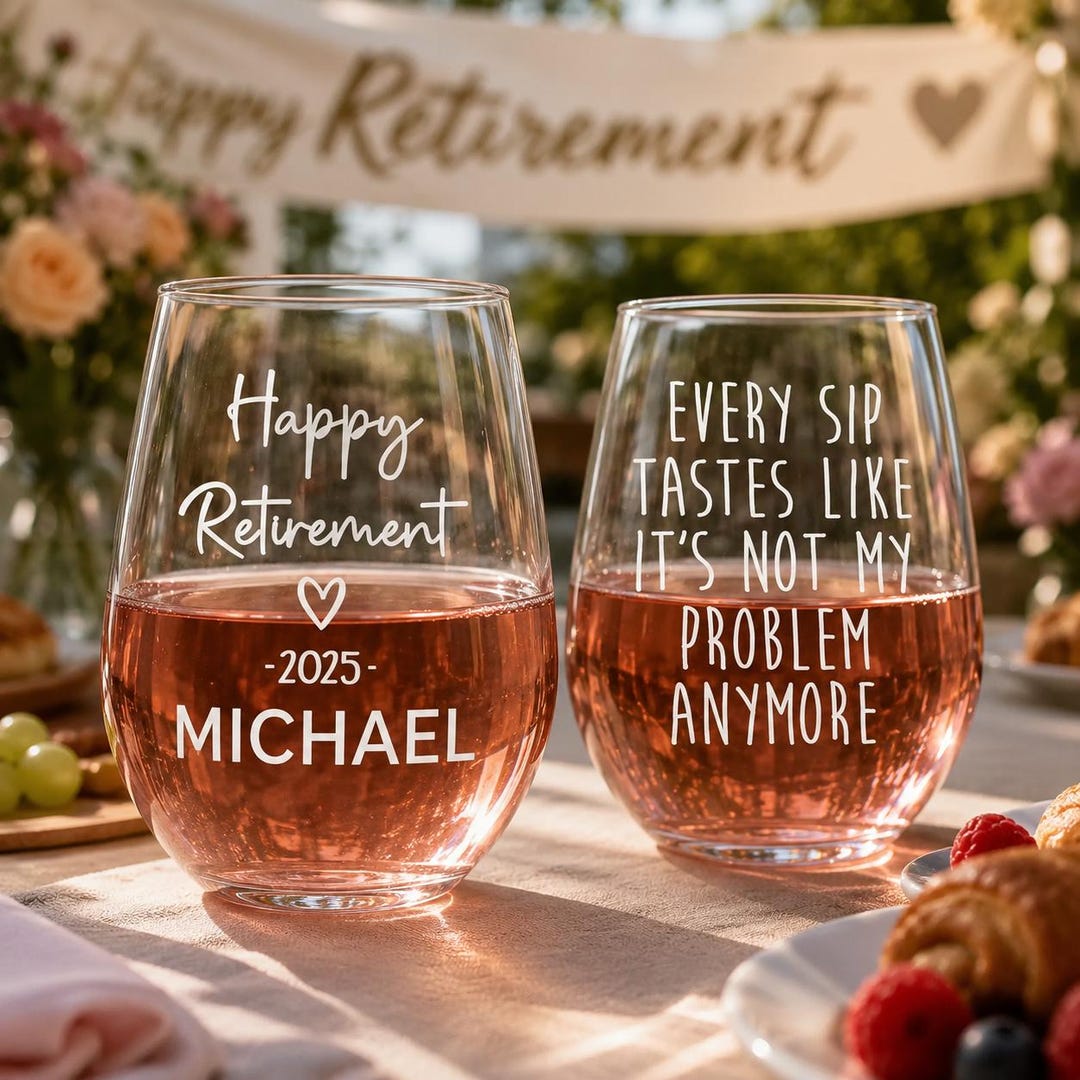 Retirement Glass Personalized Retirement Whiskey & Wine Glass, Happy Retirement Gift ...