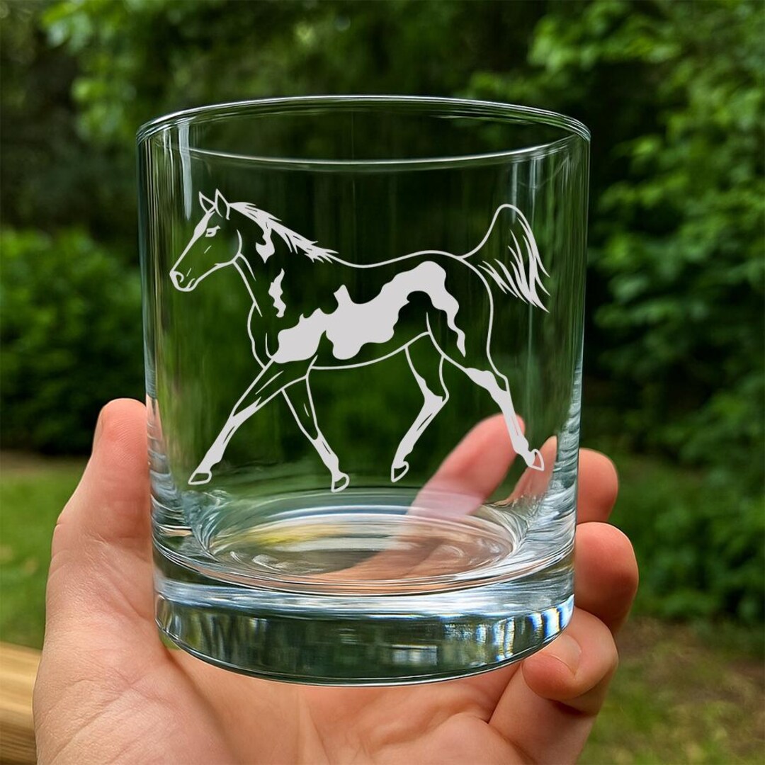 American Paint Horse Glass | Etched Horse Silhouette Whiskey Wine Beer ...