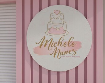 Round White Acrylic UV Office Logo Signage | Salon & Office Wall Decor | Custom sign for small business