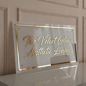 Rectangular Acrylic Business Signage | 3D Acrylic Business Sign | White Acrylic Business Office Logo Sign | Gift For New Business