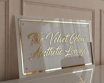 Rectangular Acrylic Business Signage | 3D Acrylic Business Sign | White Acrylic Business Office Logo Sign | Gift For New Business