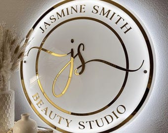 Acrylic Logo Sign, Round Business Sign, Nails Studio Sign, Clinic Sign, Small Sign, Beauty Salon Sign, Neon Acrylic, Bar Sign, Light up Sign