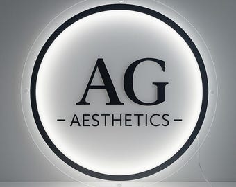 Acrylic Business Logo Sign, Custom Acrylic Business Sign, Round Acrylic Logo Sign, LED Business Logo Sign, Salon Sign, Sign for Business