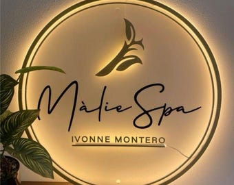 Personalized Beauty Bar Sign | Acrylic Frosted Backlit Sign | Business Logo Signs | Wall and Door Office & Salon Signage