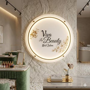 Custom Acrylic Office Wall Sign, Round LED Business Logo Sign, Acrylic Door Sign for Business