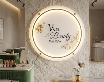 Custom Acrylic Office Wall Sign, Round LED Business Logo Sign, Acrylic Door Sign for Business