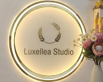 Frosted LED Acrylic Business Logo Sign | Light up Office Wall Sign | Acrylic Backlit logo Salon Sign