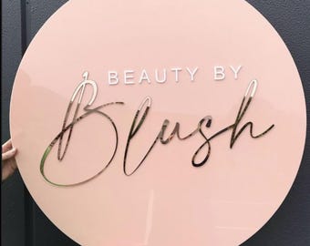 Personalized UV Acrylic Business Sign | Custom Acrylic Beauty Logo Sign | Round Business Logo Sign | 3D Acrylic Business Signage