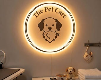 Custom Pet Care Salon Studio Sign, Acrylic Pet Grooming Sign, Dog Cat Portrait Acrylic Business Brand Shop Sign