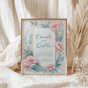 Rosa Blumen Wildblumen Hochzeitskarten und Geschenke Zeichen, sanfte Wildblumen Geschenk Tischkarte Vorlage, elegantes Wildblumen Design, Vivien