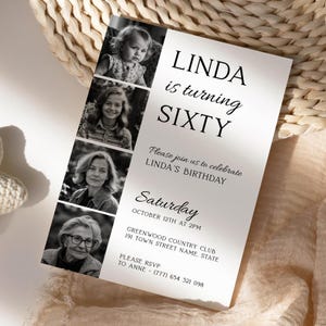 60th Birthday Invitation Women and Men Card Invitations Template, 60 Years Old Anniversary Invite Themes, Try Free Demo Before Buy, Birthy