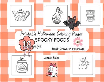 Halloween Coloring Pages: Spooky Food Designs (Digital Download)
