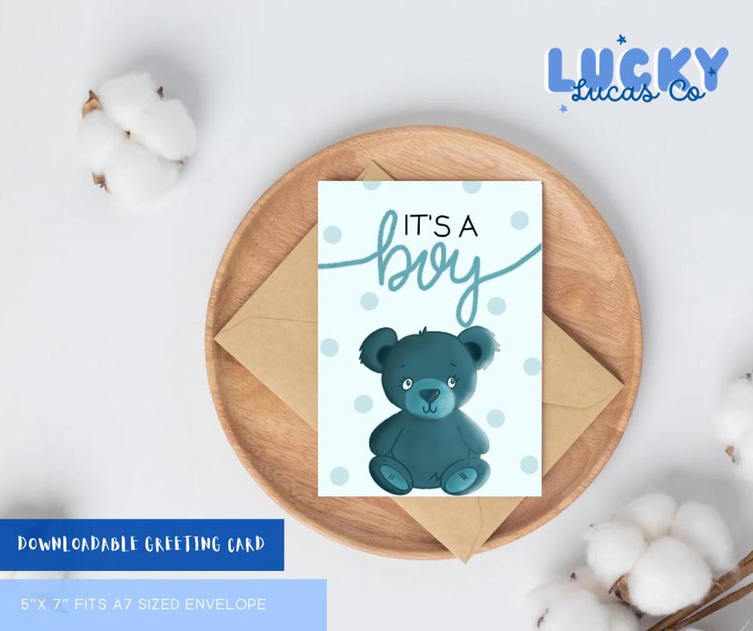 Digital Download New Baby Boy Card Printable Baby Shower Greeting Card ...