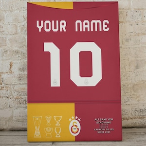 Personalized Galatasaray Jersey Poster, Custom Name and Number Wall Art, Soccer Fan Gift, Sports Room Decor, Football Club Print image 1