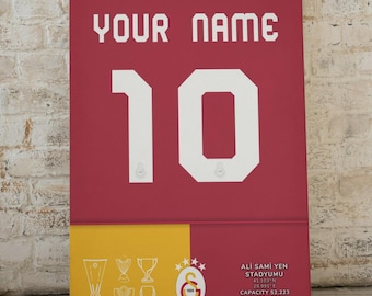 Personalized Galatasaray Jersey Poster, Custom Name and Number Wall Art, Soccer Fan Gift, Sports Room Decor, Football Club Print