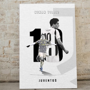 Kenan Yildiz Juventus Poster, Black And White Soccer Wall Art, Number 10 Football Print, Juventus Decor For Fans, Kenan Yildiz Gift