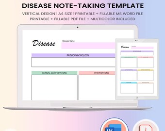 Disease Note-taking Template: Nursing Medical Study Sheet