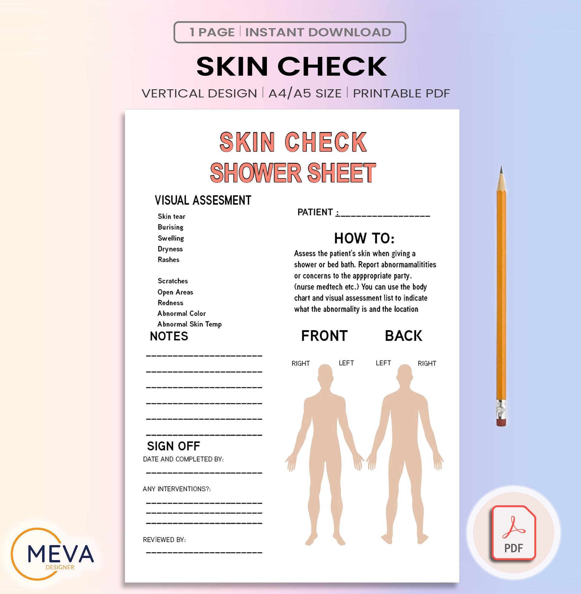 Skin Self-exam Shower Sheet: Body Map & Checklist (printable PDF) - Etsy