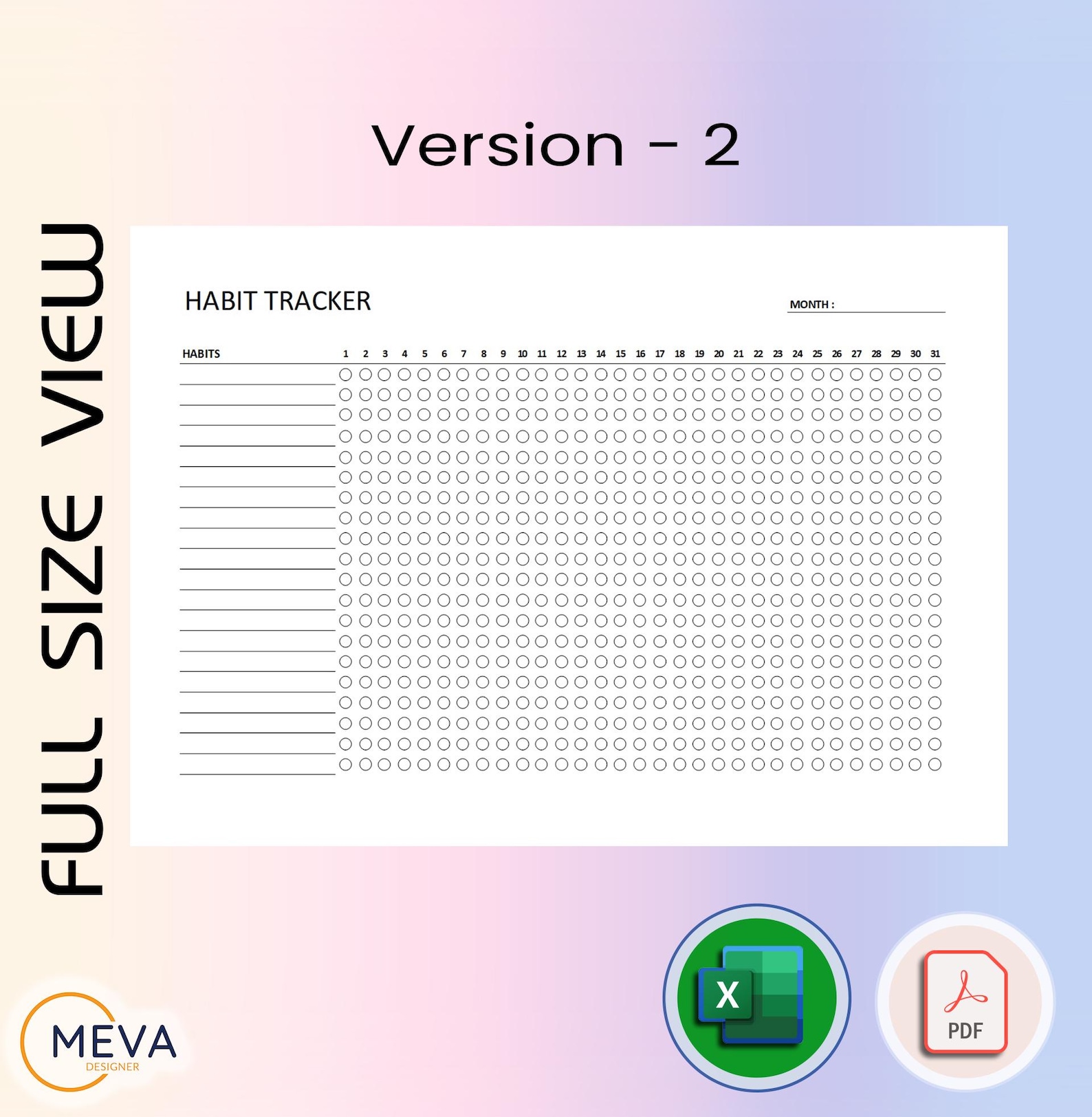 Printable Habit Tracker PDF & Excel, Monthly Routine Tracker, A4 A5 ...