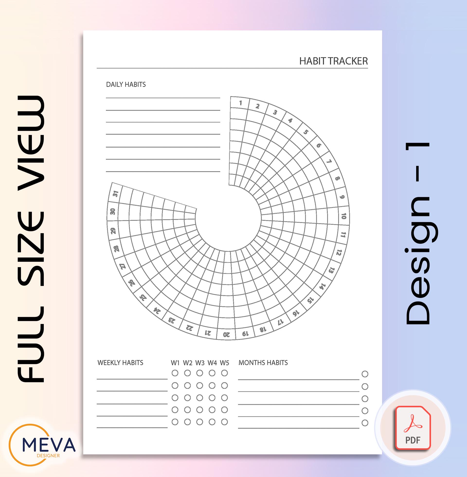 Circle Habit Tracker Printable: Monthly Challenge Planner (PDF & PNG ...