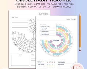 Circle Habit Tracker Printable: Monatliche Herausforderung (PDF & PNG Sofort-Download-Organizer)
